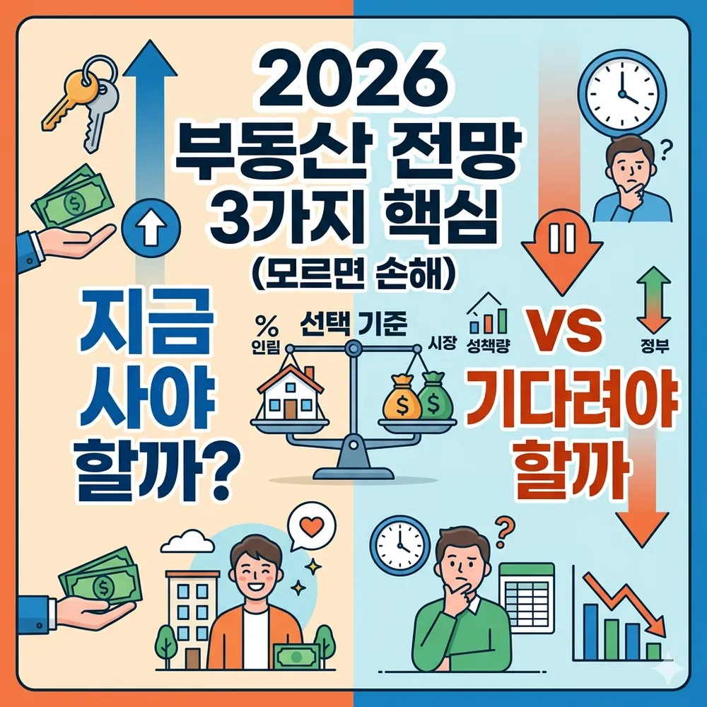 2026 부동산 전망 3가지 핵심: 지금 사야 할까 vs 기다려야 할까 (모르면 손해)
