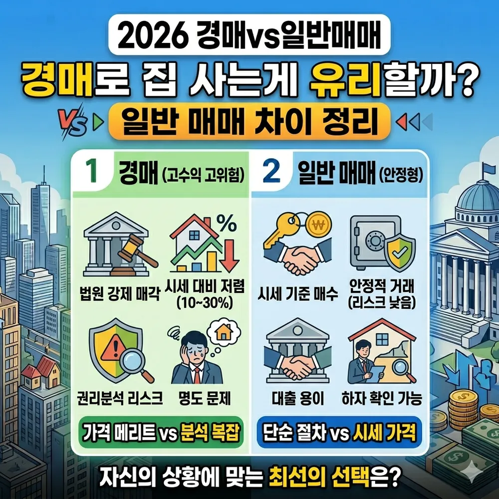 2026 경매로 집 사는게 유리할까 vs 일반 매매 차이 완전 정리 (모르면 손해)