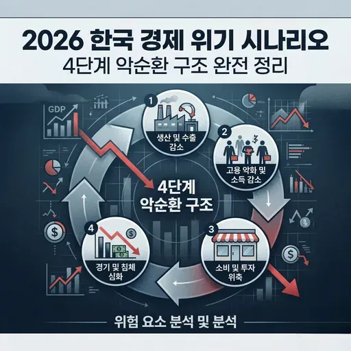 2026 한국 경제 위기 시나리오 4단계 악순환 구조 완전 정리